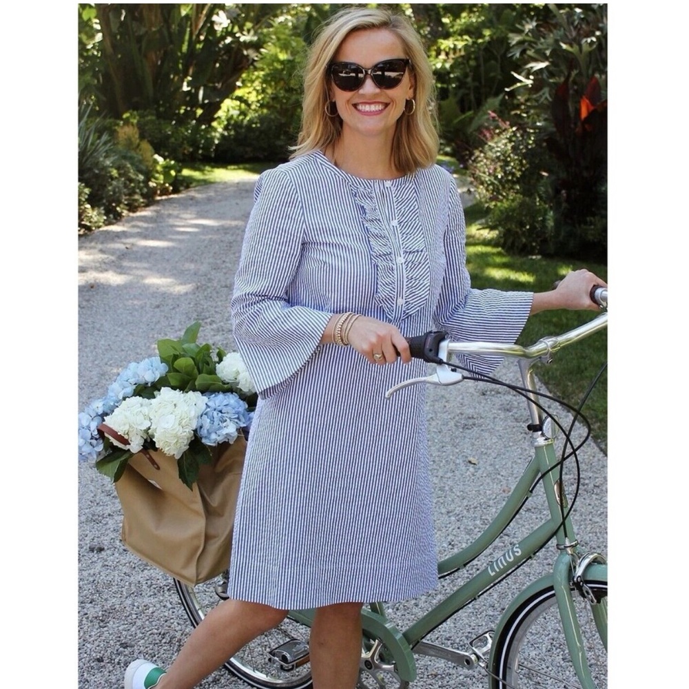 Draper James Blue and White Striped Mini Dress